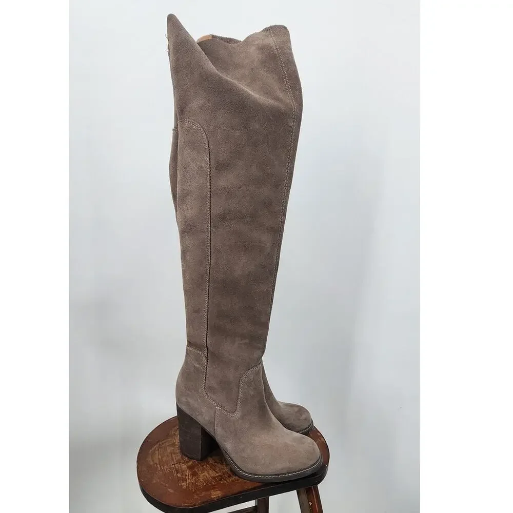 Kelsi Dagger X Anthropologie‎ Brooklyn Logan Over-The-Knee Boots Grey Size 8.5